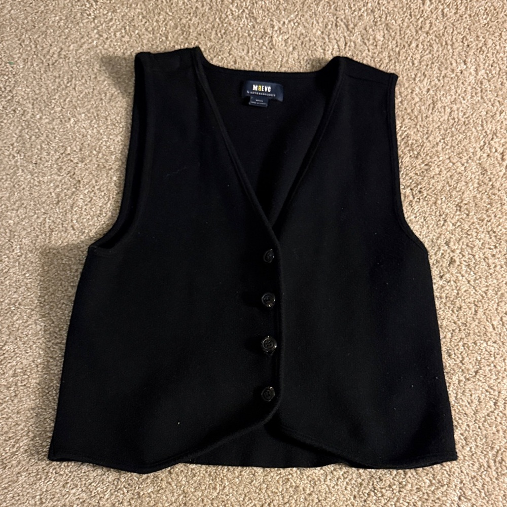 Maeve Black Buttoned Tank Top